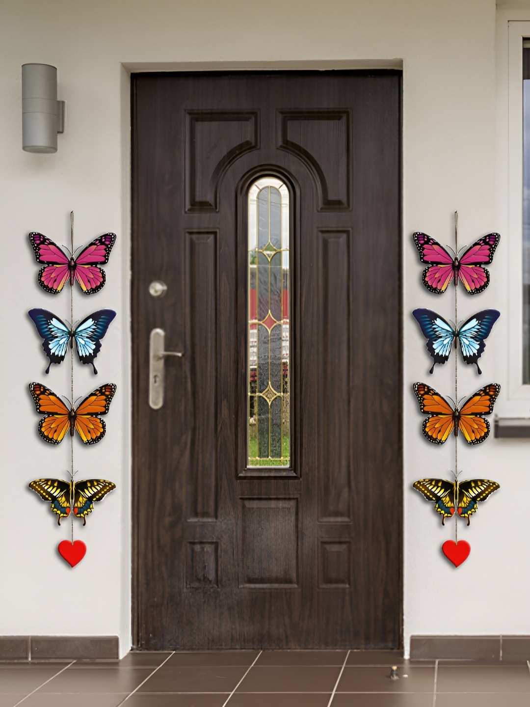 

ArtVibes Blue & Orange-Colored 2 Pieces Printed Butterflies Wooden Wall Hangings