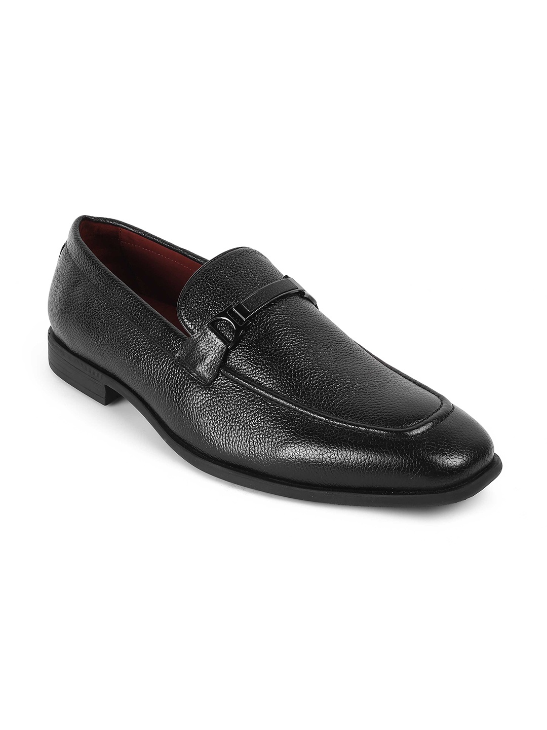 

Tresmode Men Leather Round Toe Loafers, Black
