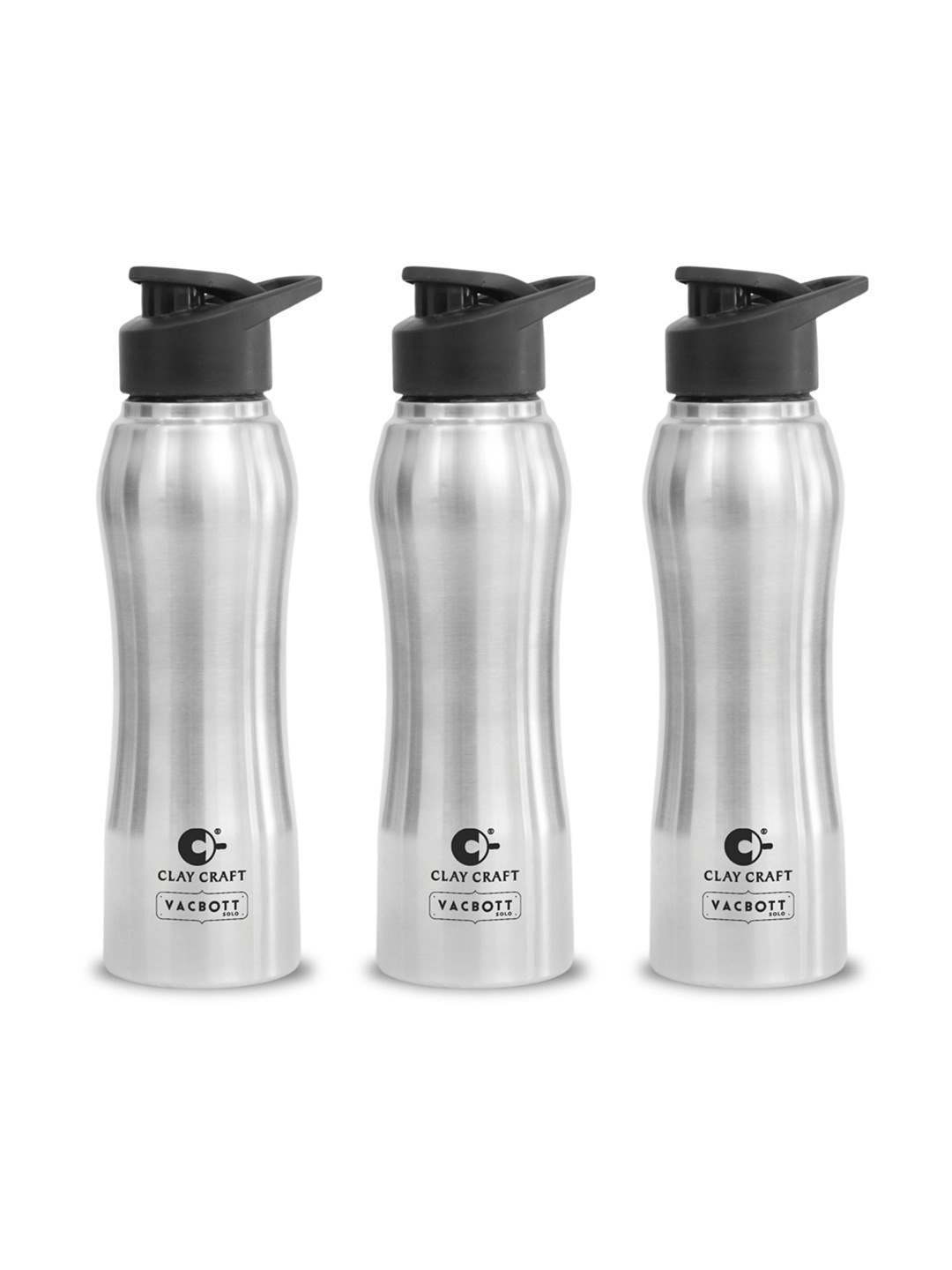 

CLAY CRAFT Vacbott Neo Silver-Toned 3 Pieces Printed Stainless Steel Water Bottle 750 ml