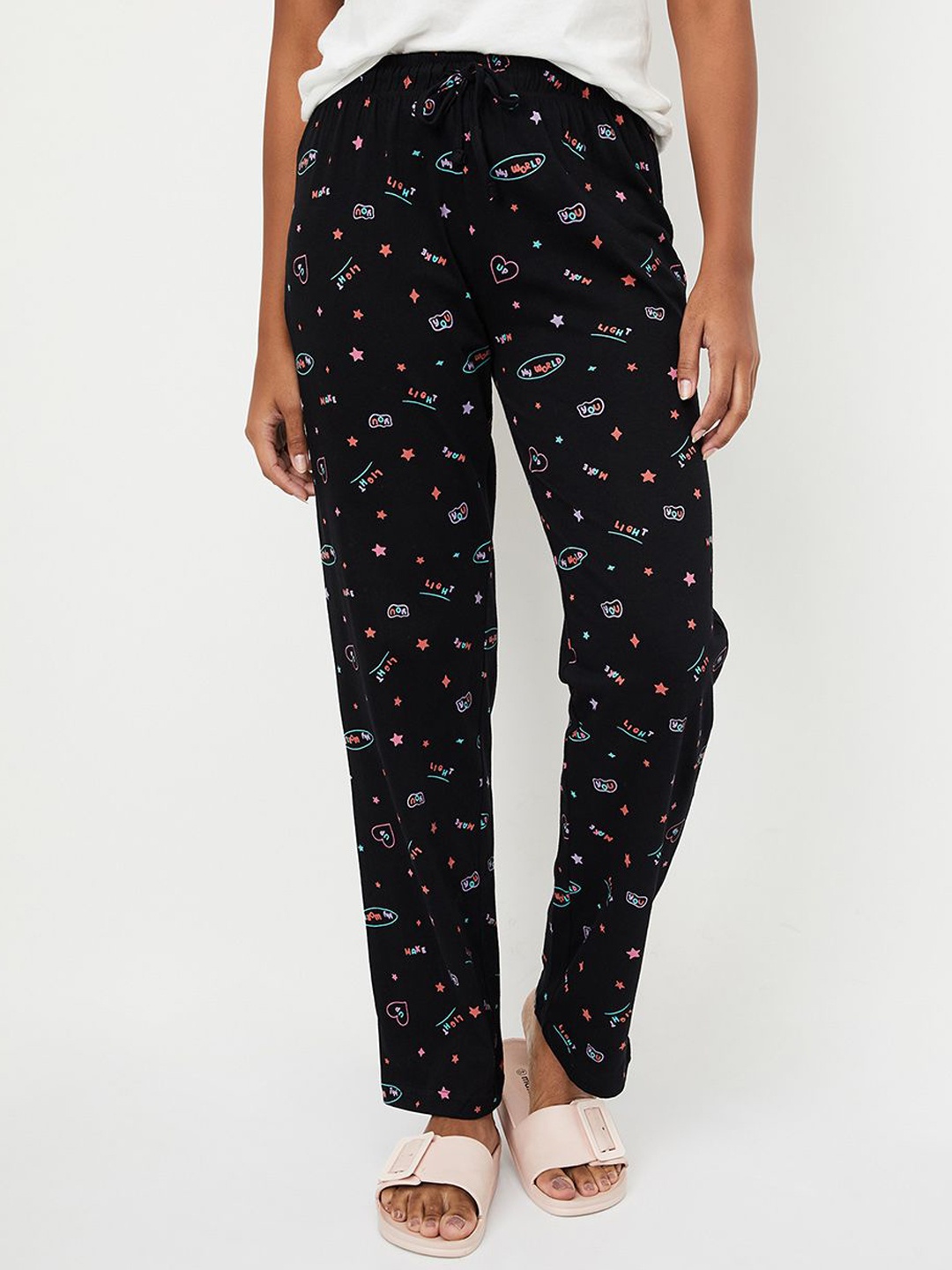 

Max Printed Lounge Cotton Pant, Black