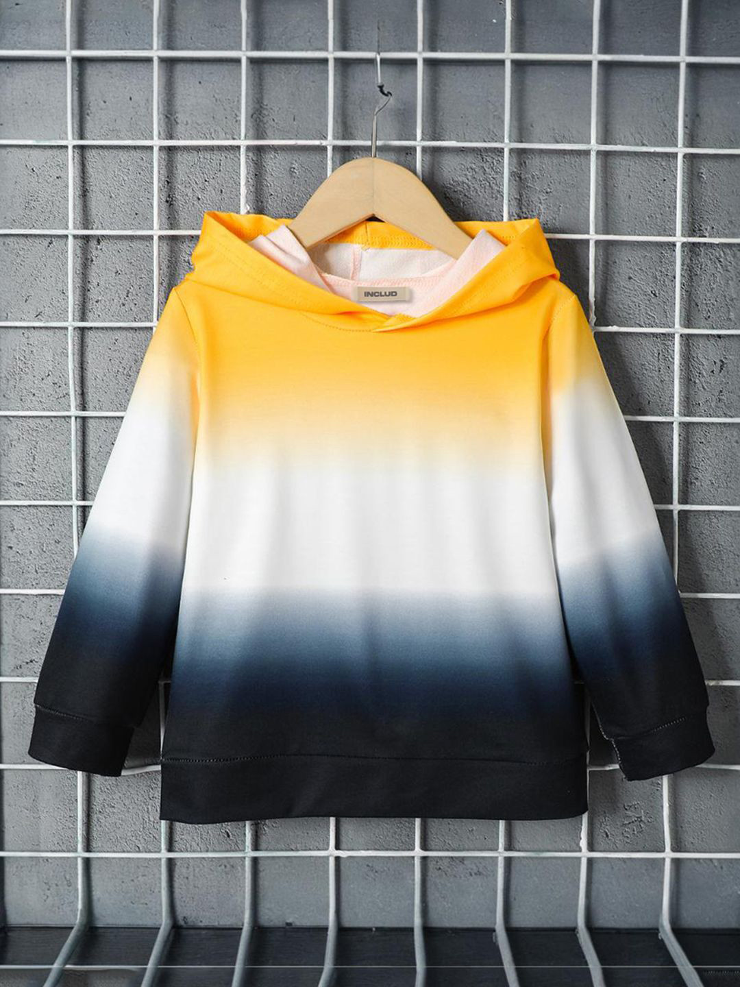 

INCLUD Boys Colourblocked Hood Cotton Pullover Sweatshirt, White