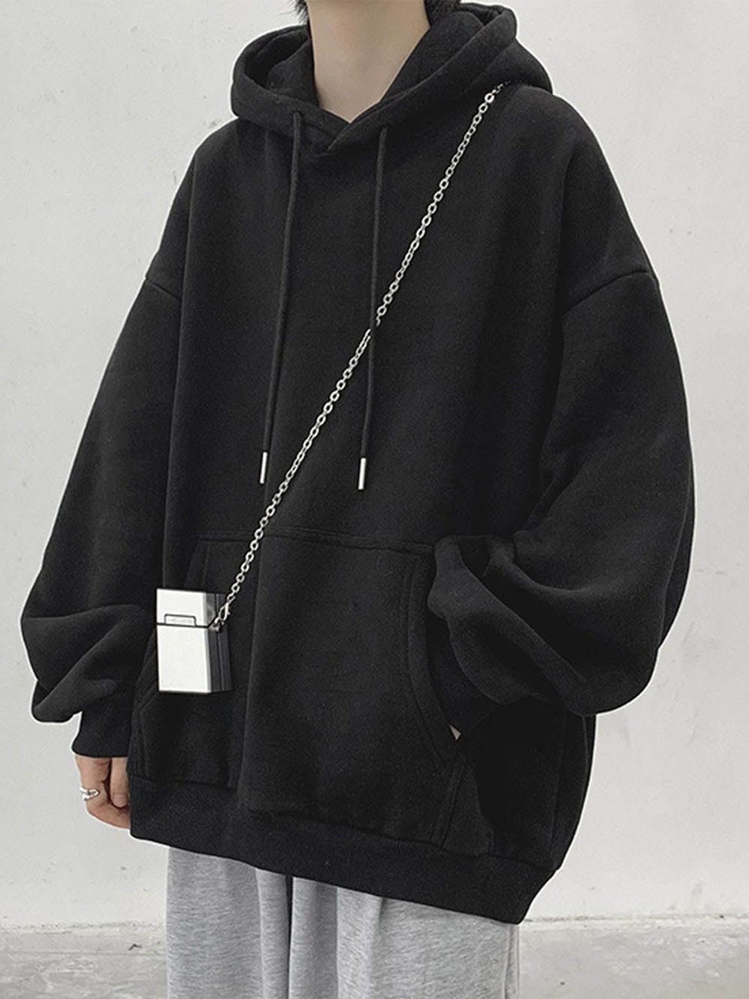 

StyleCast Men Solid Hood Pullover Sweatshirt, Black