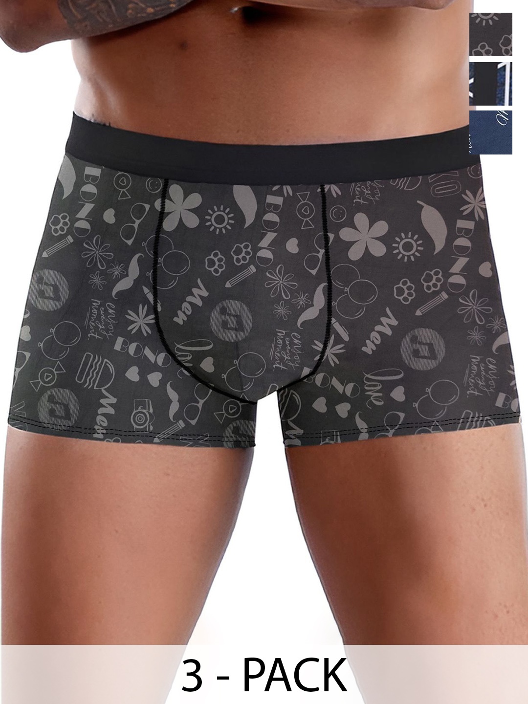 

DISPENSER Men Pack Of 3 Printed Short TrunksV11-C5-C8-C9-M, Blue