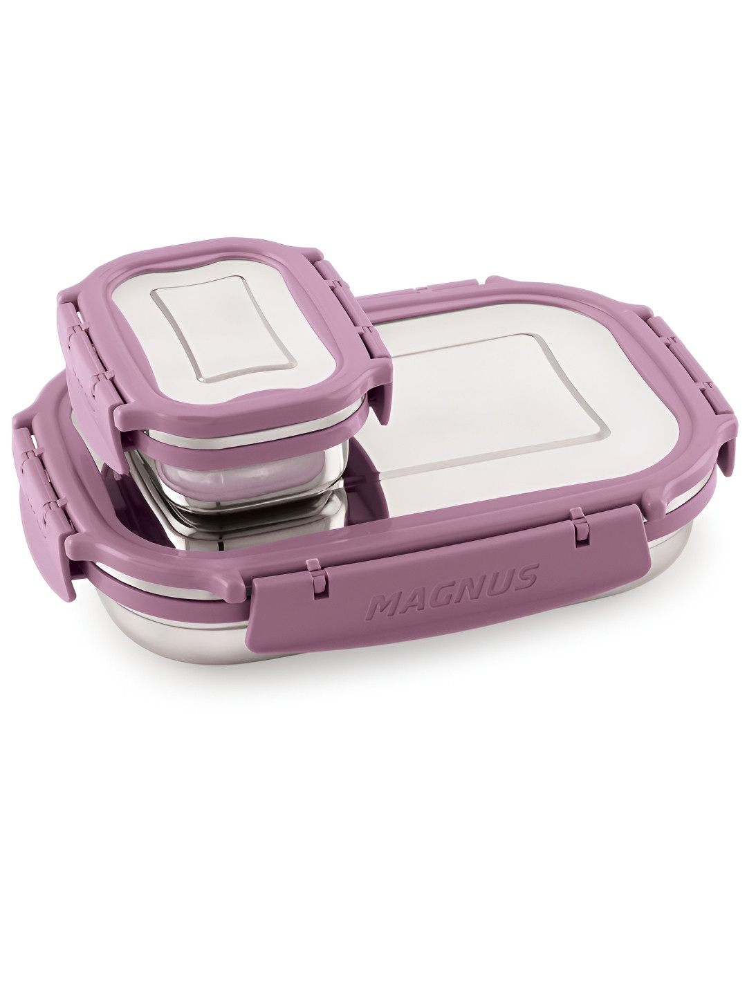 

MAGNUS Bolt Deluxe Pink Stainless Steel Dishwasher and Microwave Safe Lunch Box