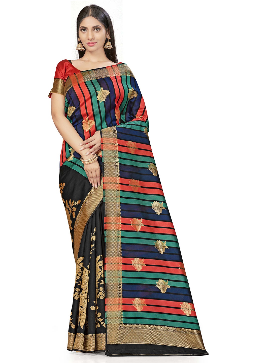 

Maroosh Woven Design Zari Banarasi Saree, Black