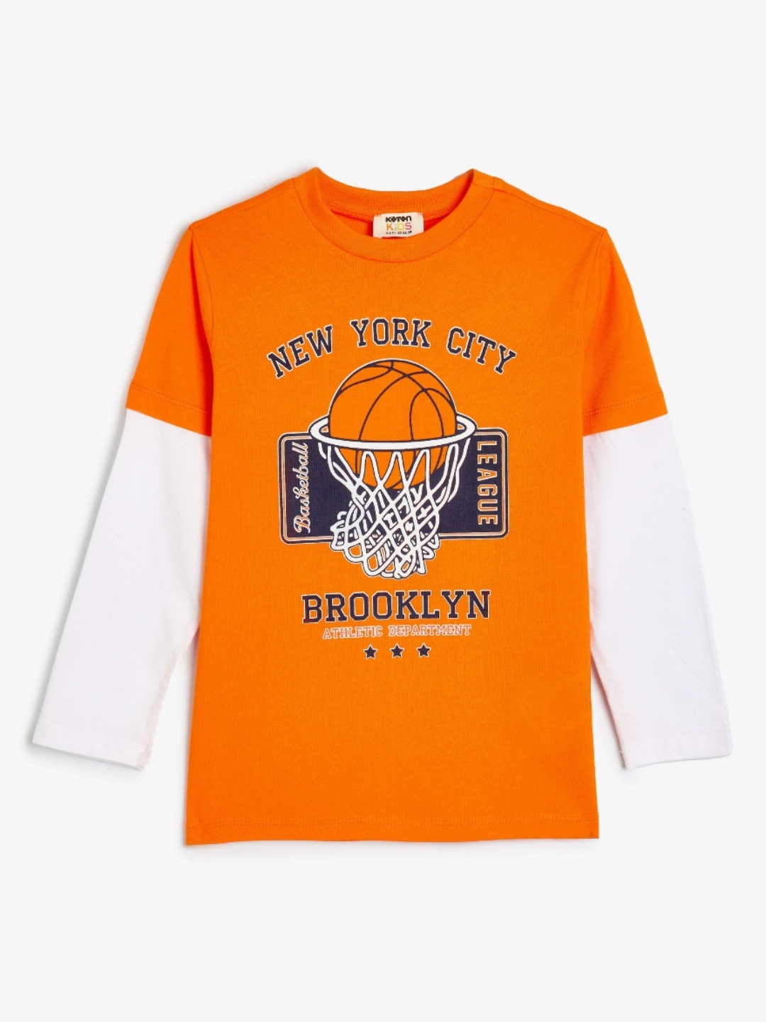 

Koton Boys Graphic Printed Round Neck Cotton T-shirt, Orange