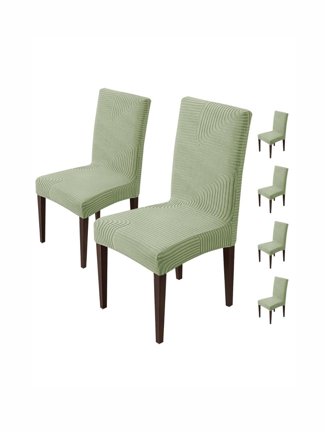 

HOUSE OF QUIRK Green 6 Pieces Jacquard Removable & Washable Chair Covers