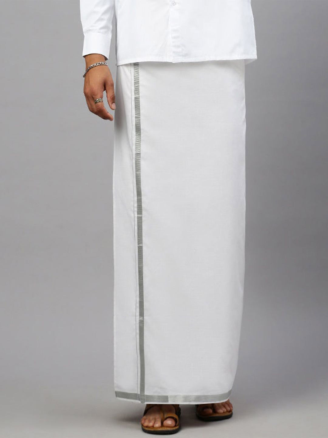 

Ramraj Men Solid Adjustable Dhoti, White