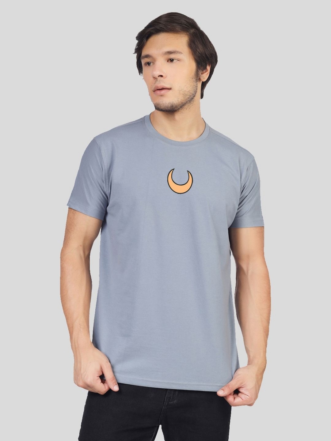 

Greylongg Men Graphic Printed Round Neck Cotton T-shirt, Grey
