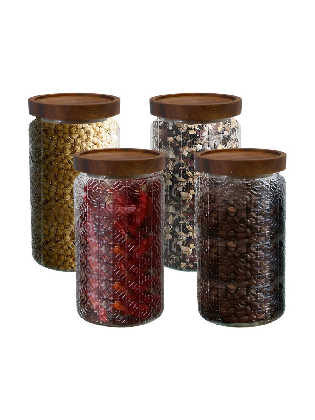 

The Better Home Transparent & Brown 4 Pieces Glass Core Container 1L