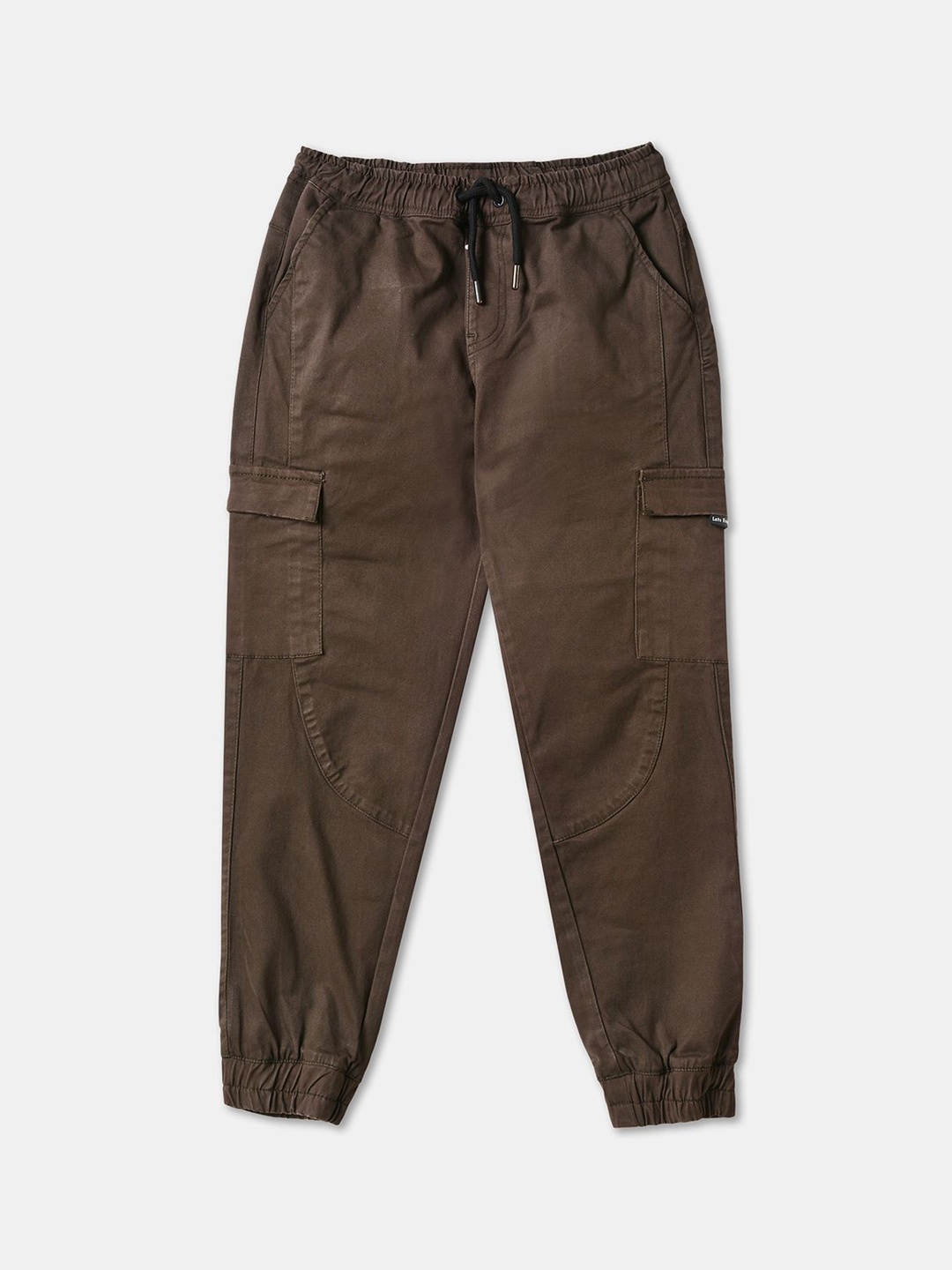 

R&B Boys Solid Mid-Rise Cotton Joggers, Brown