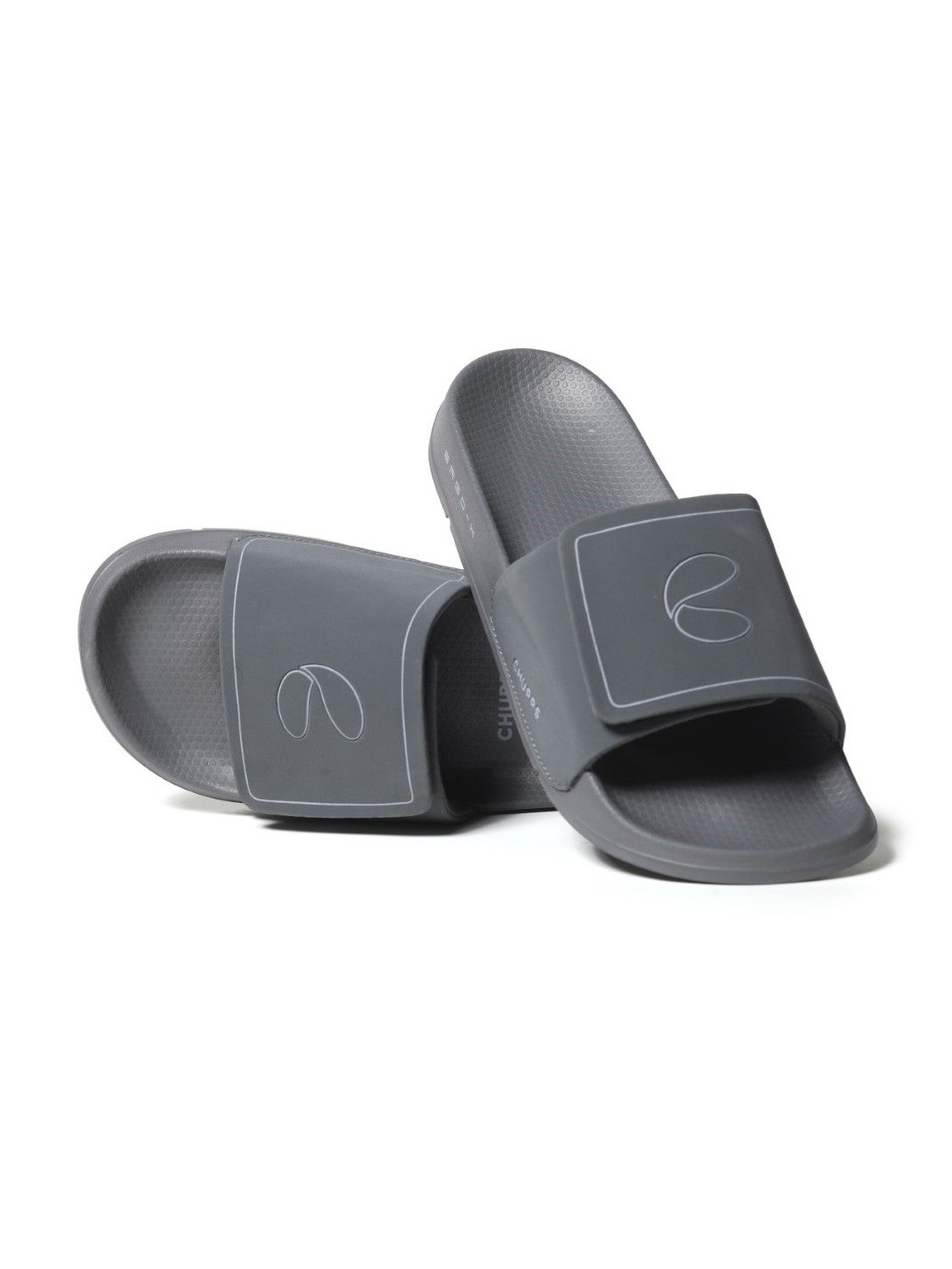 

CHUPPS Men Printed Sliders, Grey melange