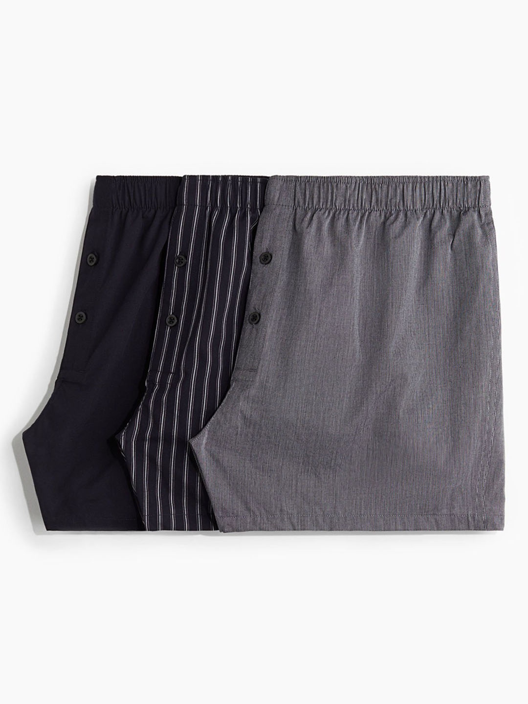 

H&M Kids 3-Pack Woven Cotton Boxer Shorts, Grey