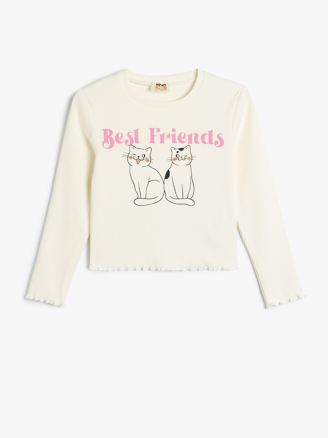 

Koton Girls Graphic Printed Round Neck Cotton T-shirt, Cream