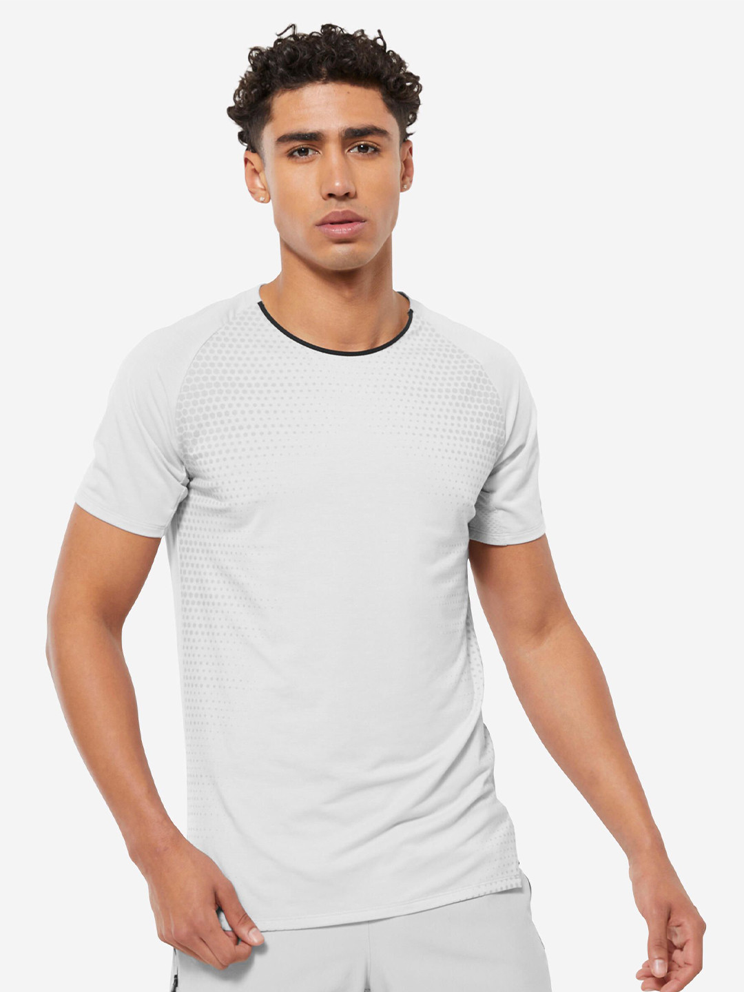 

Domyos By Decathlon Men Polka Dots Printed Round Neck T-shirt, White