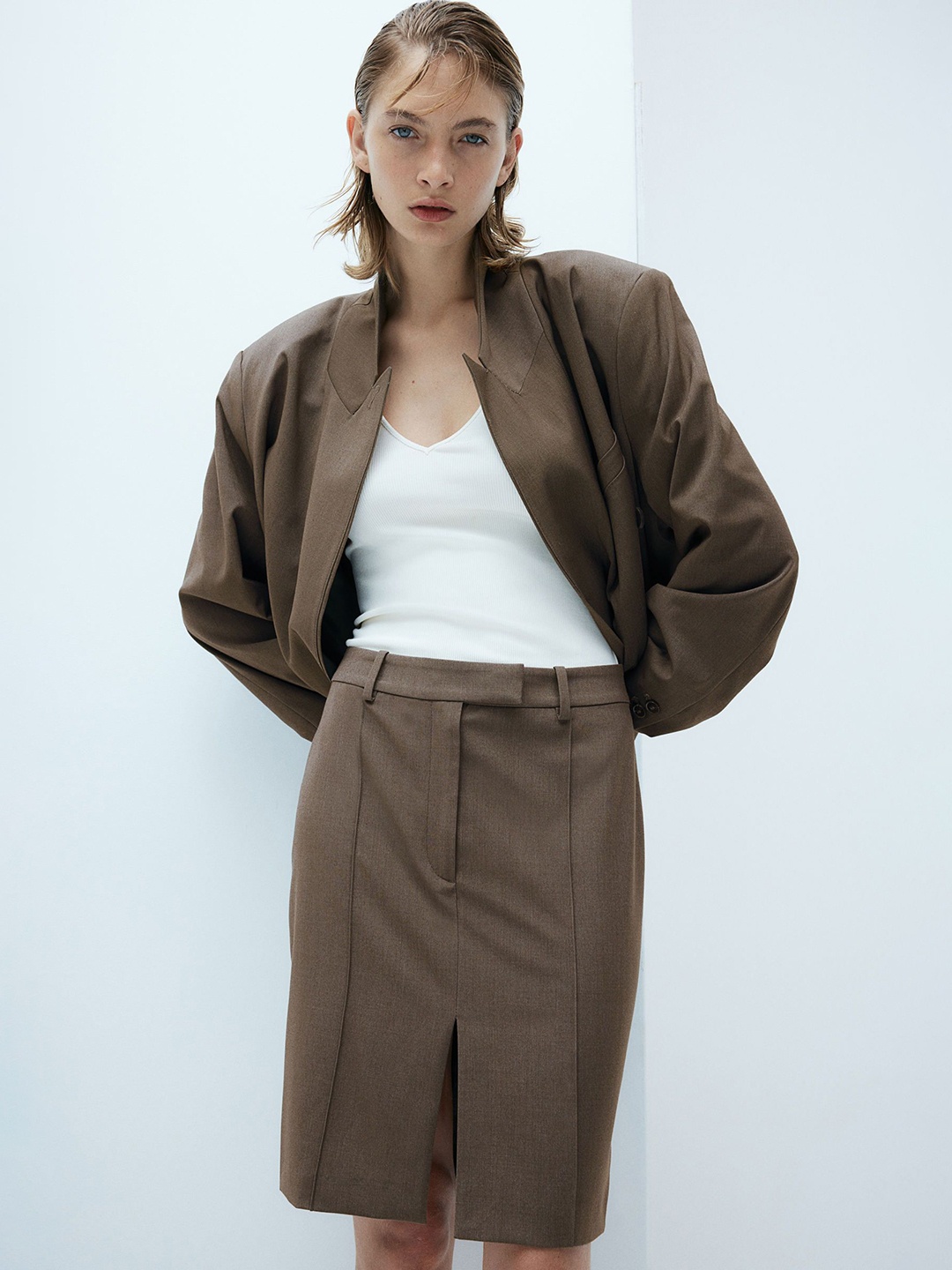 

H&M Double-Breasted Blazer, Brown