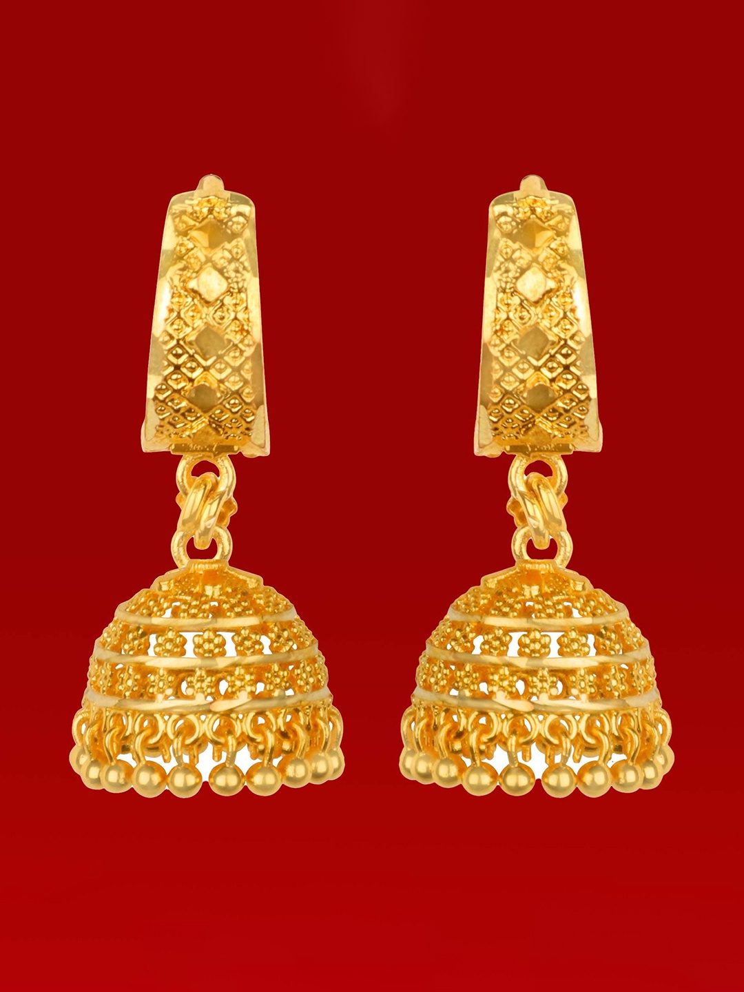 

Heer Collection Contemporary Jhumkas Earrings, Gold