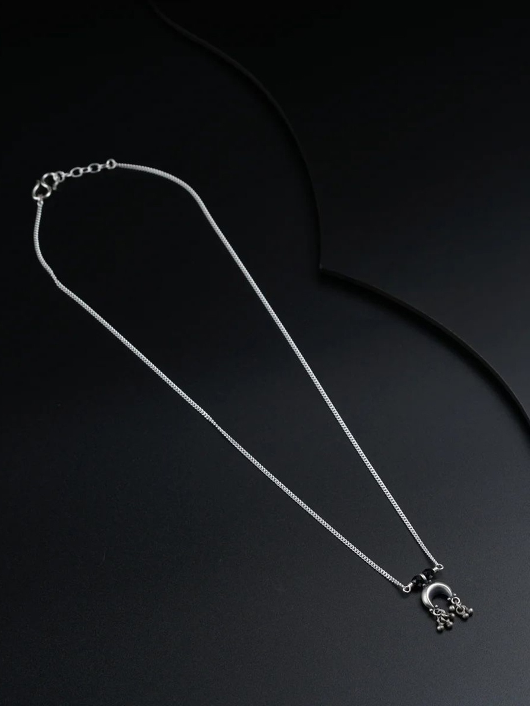 

House of Aadyaa 92.5 Silver-Plated Beaded Mangalsutra