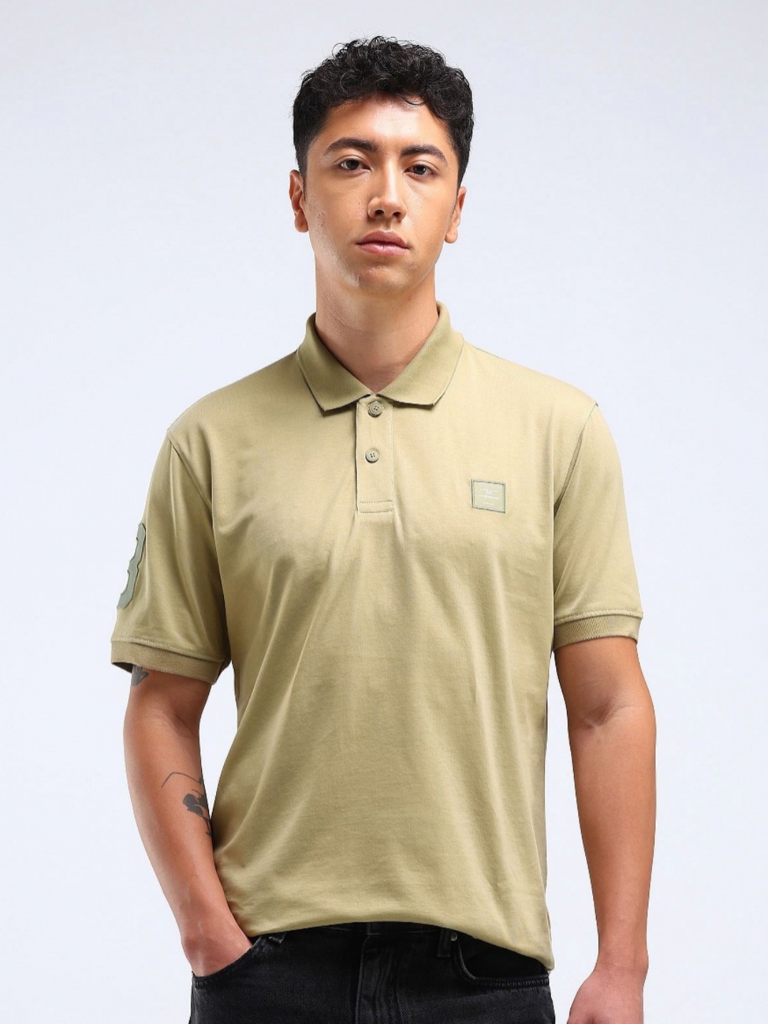 

Flying Machine Men Solid Polo Collar Cotton T-shirt, Green