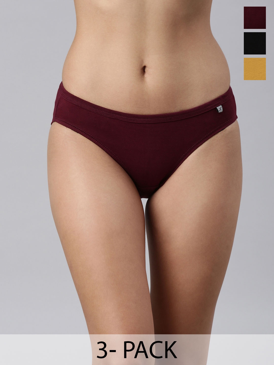 

Kryptic Pack Of 3 Mid-Rise Seamless Bikini Briefs, Burgundy