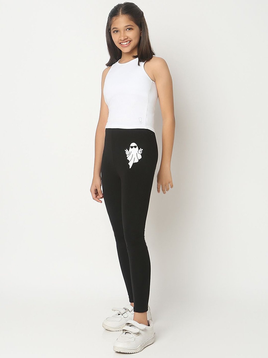 

You Got Plan B Girls Halloween Printed Ankle-Length Leggings, Black