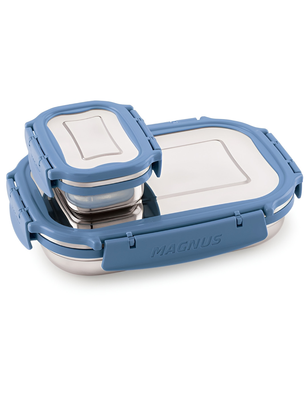 

MAGNUS Bolt Deluxe Blue 2 Pieces Stainless Steel Dishwasher and Microwave Safe Lunch Box