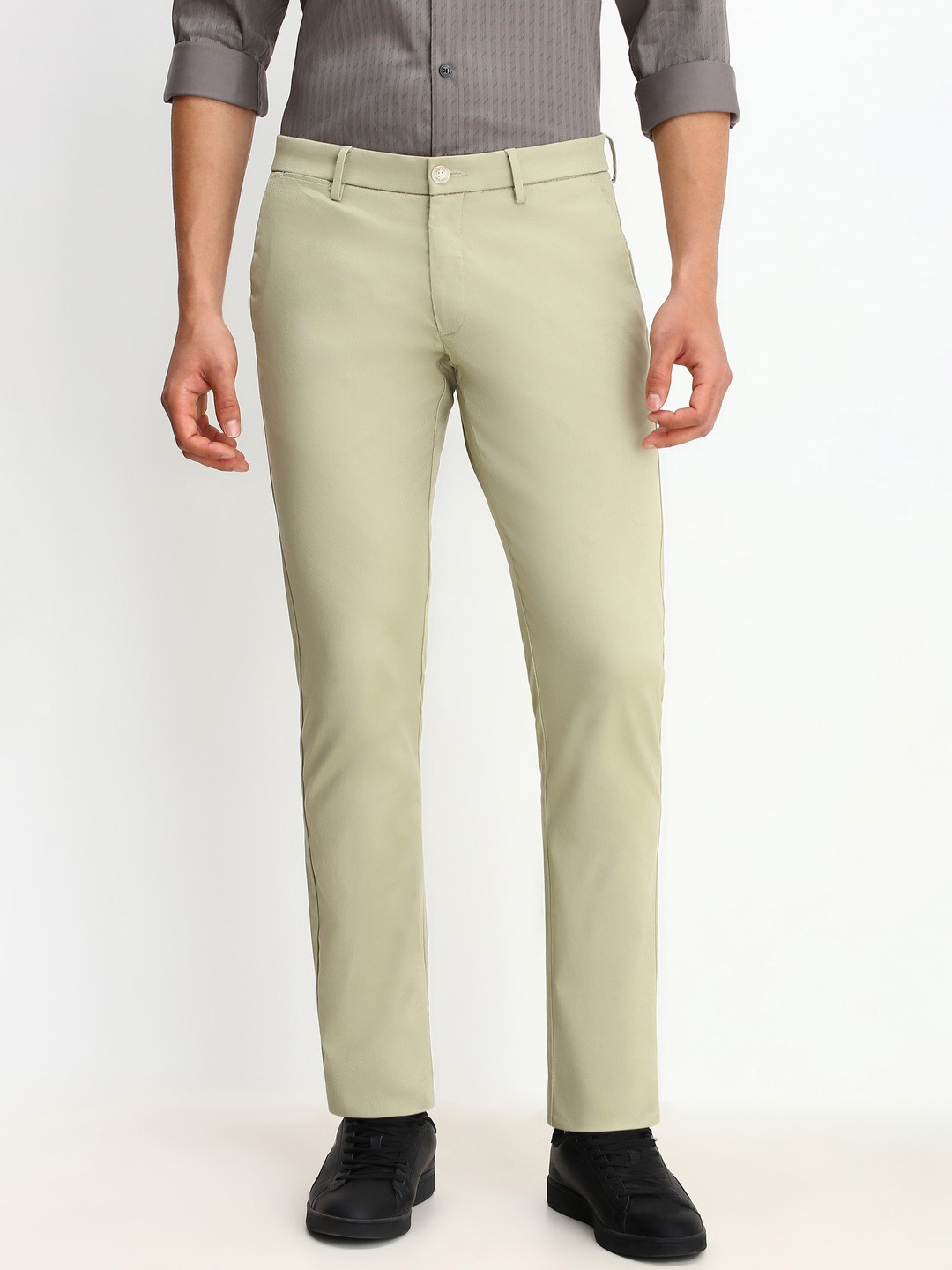 

Allen Solly Men Slim Fit Trousers, Olive