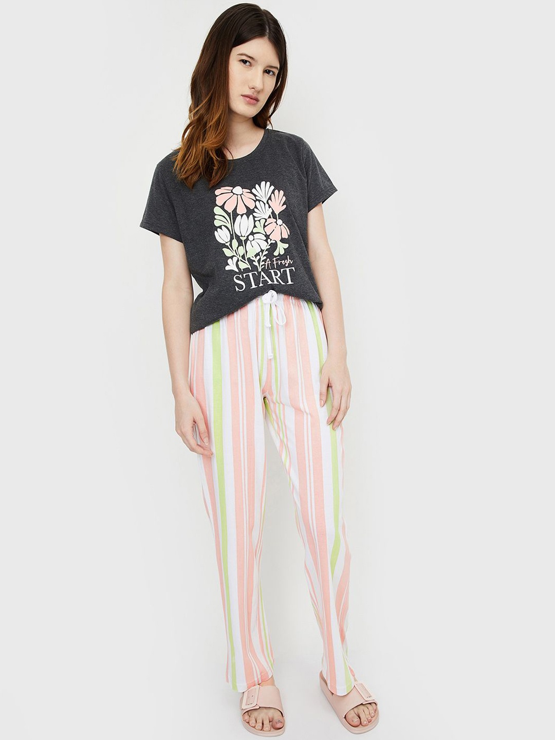 

max Women Printed PJ Set, Grey