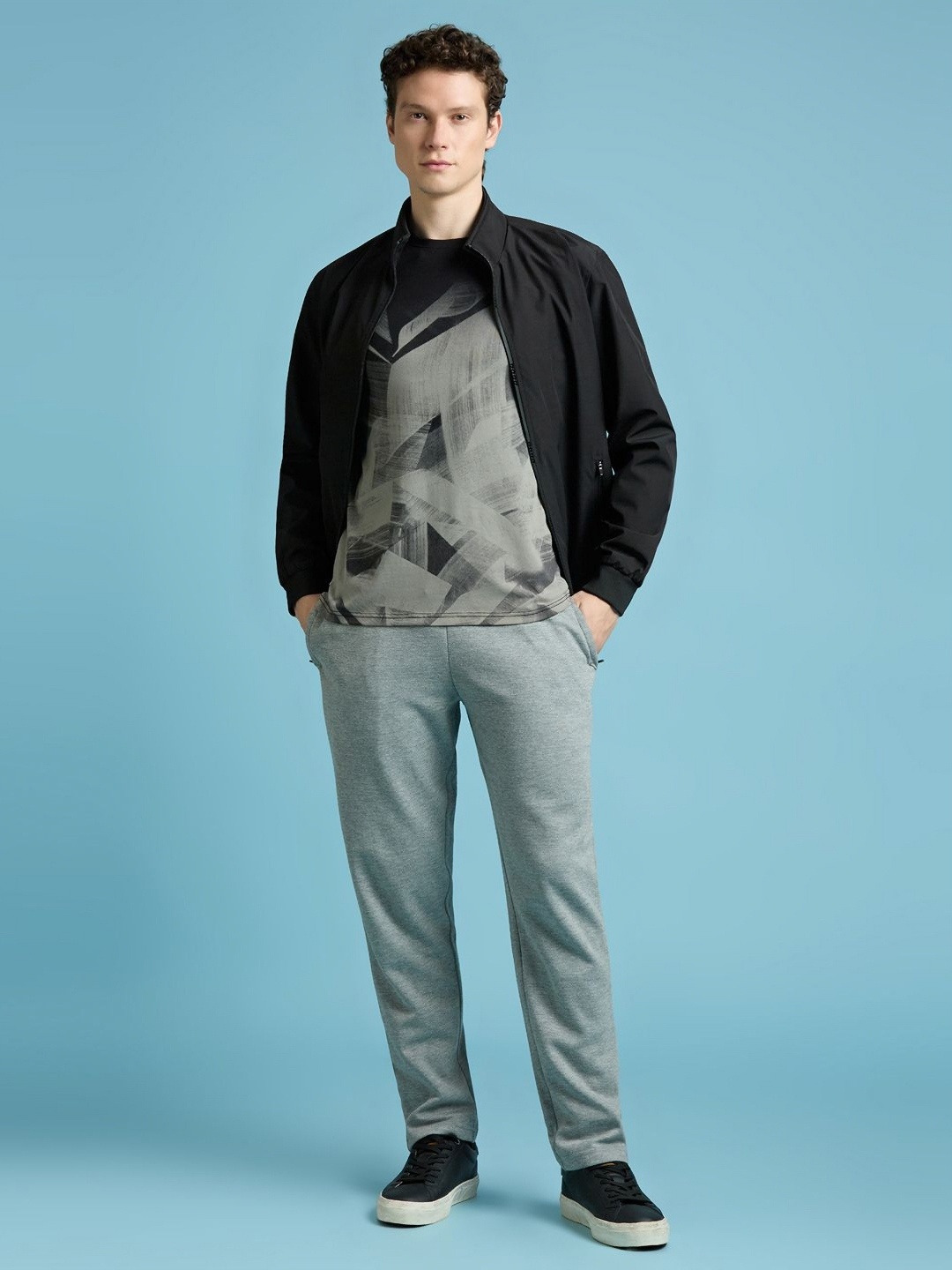

Pepe Jeans Men Abstract Printed Round Neck Cotton T-shirt, Black