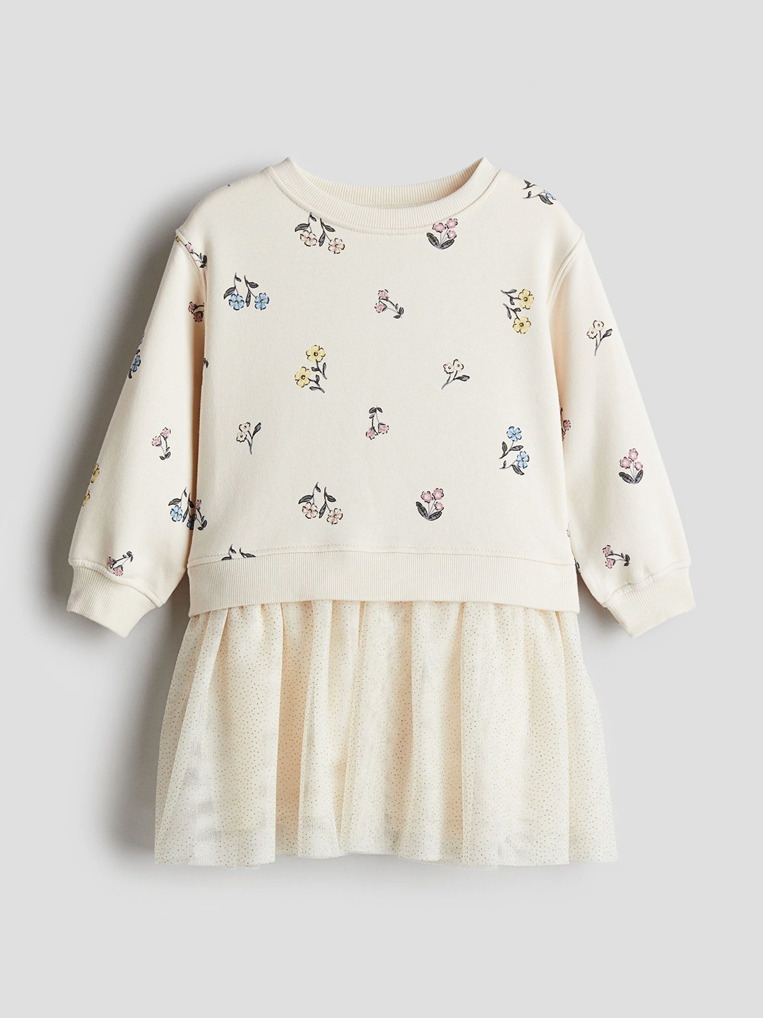 

H&M Girls Printed Sweatshirt Dresses, Beige