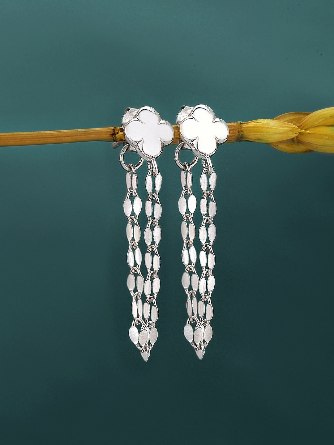 

Sangria Rhodium-Plated 925 Sterling Silver Floral Drop Earrings