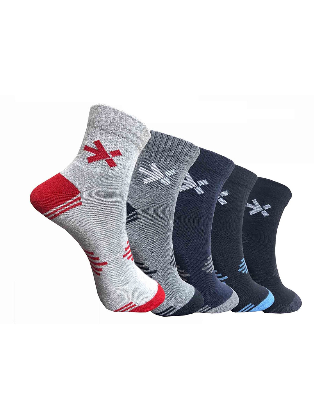 

HRX by Hrithik Roshan Pack Of 5 Patterned Ankle-Length Socks, Black