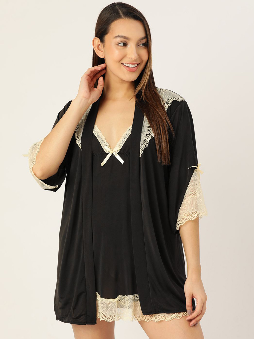 

Ms.Lingies Women Satin Baby Doll, Black