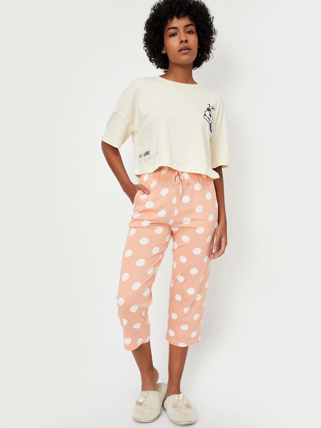 

max Women Printed Night suit, Beige
