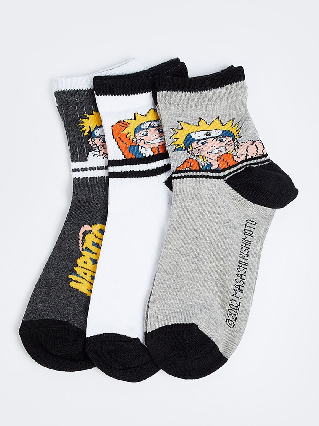 

max Boys Pack Of 3 Patterned Ankle-Length Socks, Black