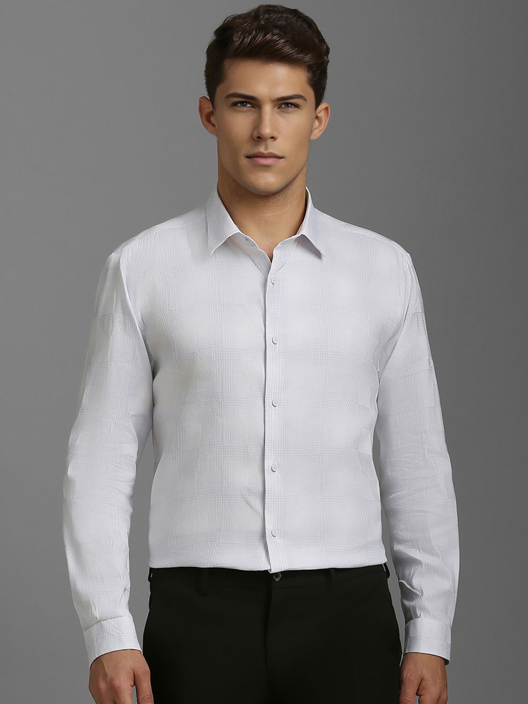

Louis Philippe Sport Men Super Slim Fit Checked Casual Shirt, White