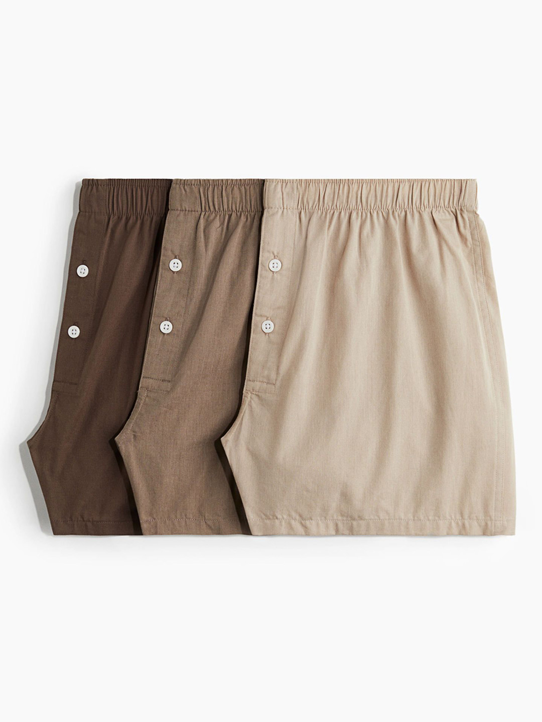 

H&M Kids 3-Pack Woven Cotton Boxer Shorts, Brown