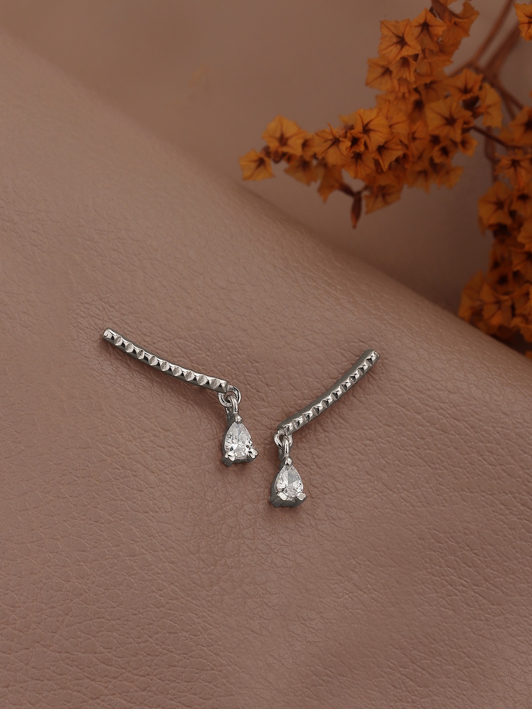 

House of Pataudi Rhodium-Plated 925 Sterling Silver Contemporary Ear Cuff Earrings