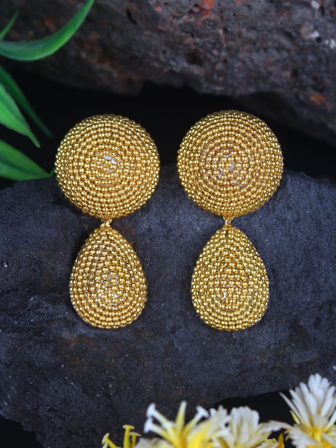 

KPOP Gold-Plated Rhinestone Studded Contemporary Drop Earrings