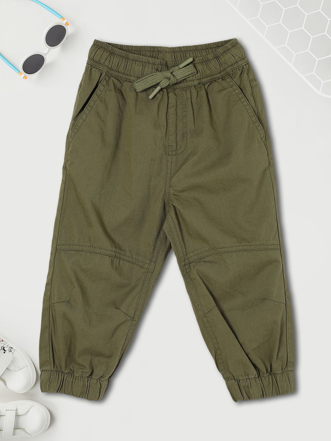 

max Boys Drawstring Track Pants, Green