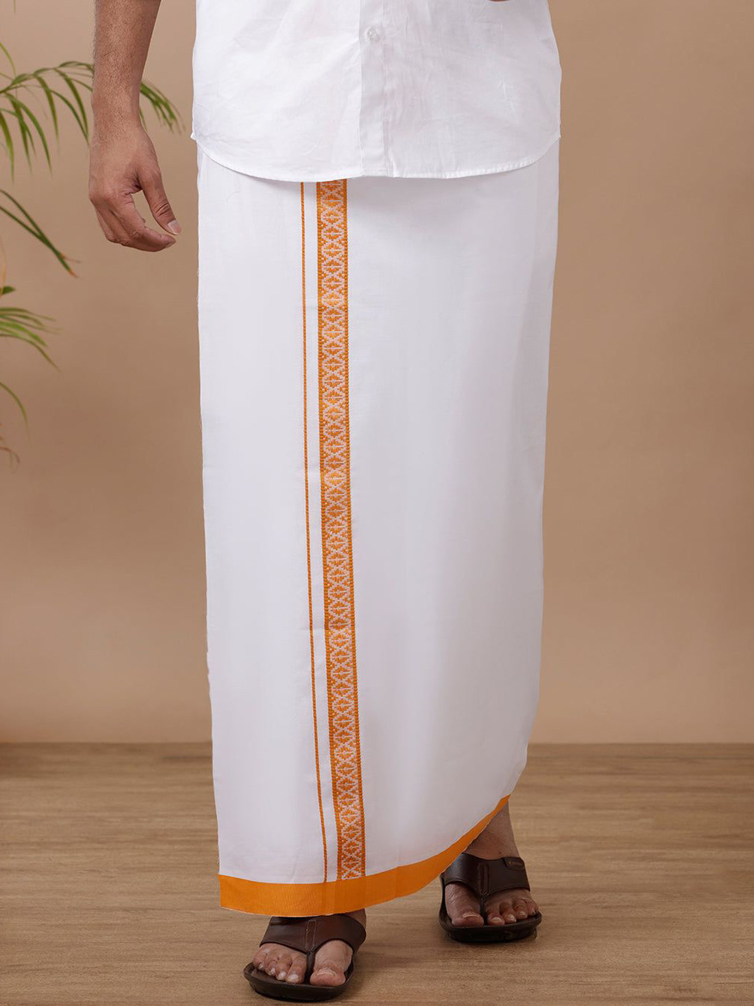 

Ramraj Men Single Layer Cotton Dhoti, White