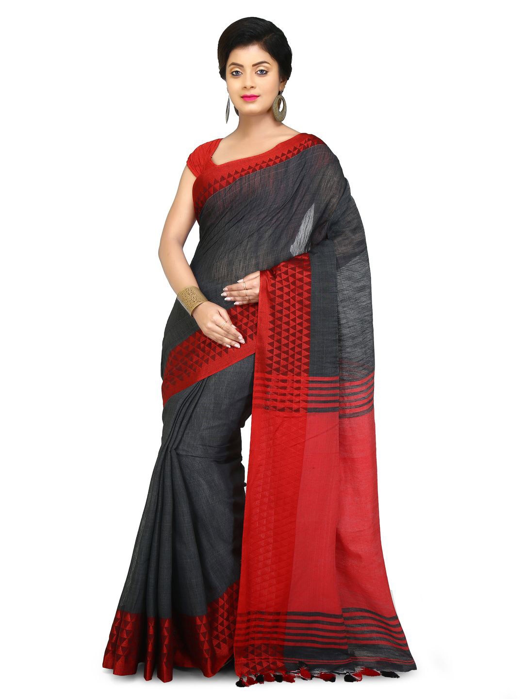 

Crochetin Woven Design Saree With Blouse Piece, Grey
