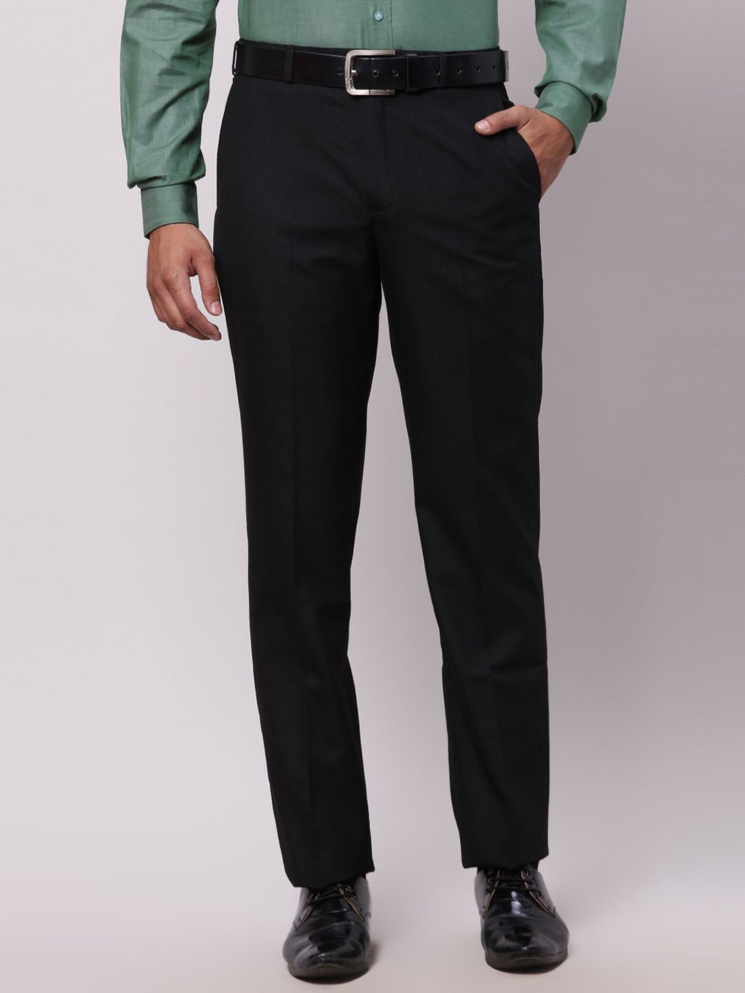 

Park Avenue Men Regular Fit Formal Trousers, Black