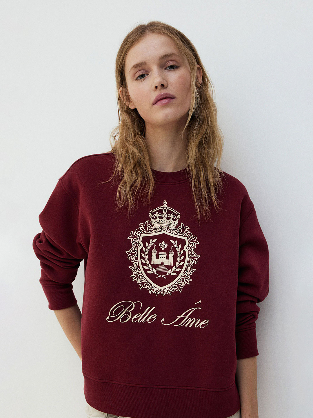 

H&M Oversized Motif-Front Sweatshirts, Red