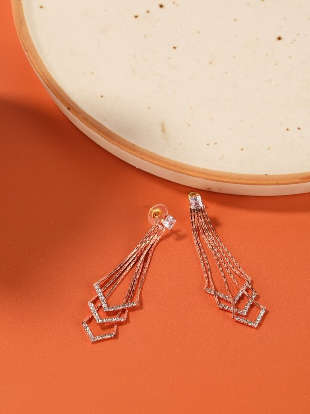 

KPOP Contemporary Drop Earrings, Rose gold