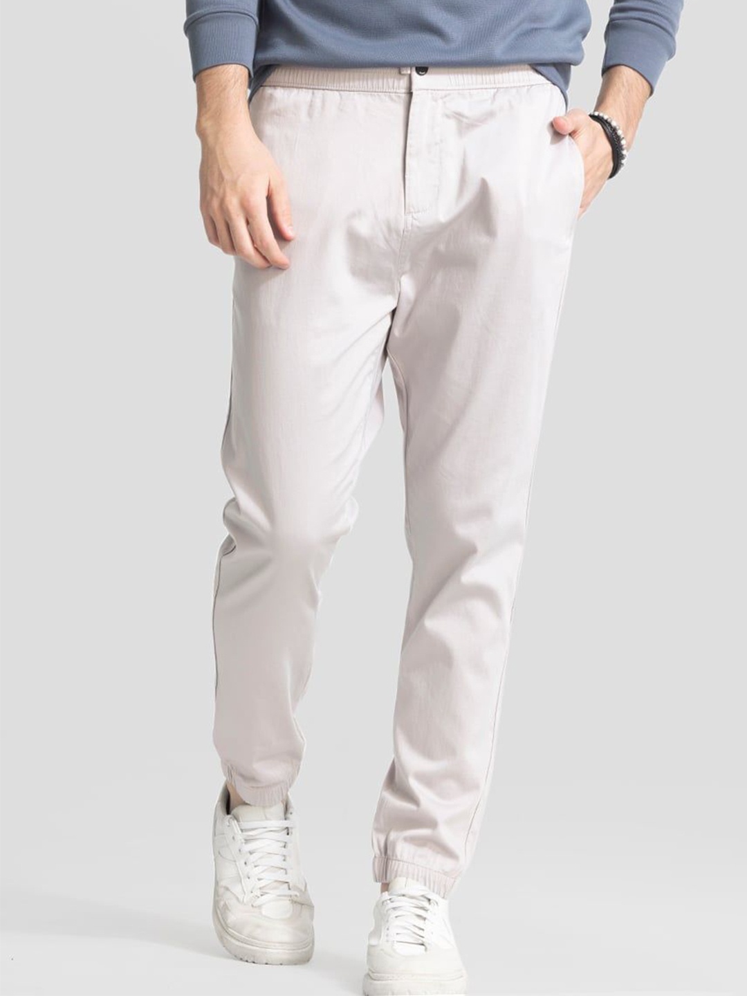 

Snitch Men Relaxed Loose Fit Joggers Trousers, White