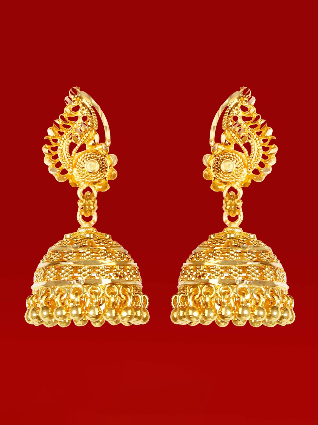 

Heer Collection Contemporary Jhumkas Earrings, Gold