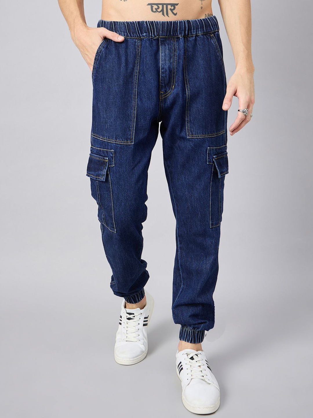 

STUDIO NEXX Men Loose Jogger Cotton Jeans, Blue