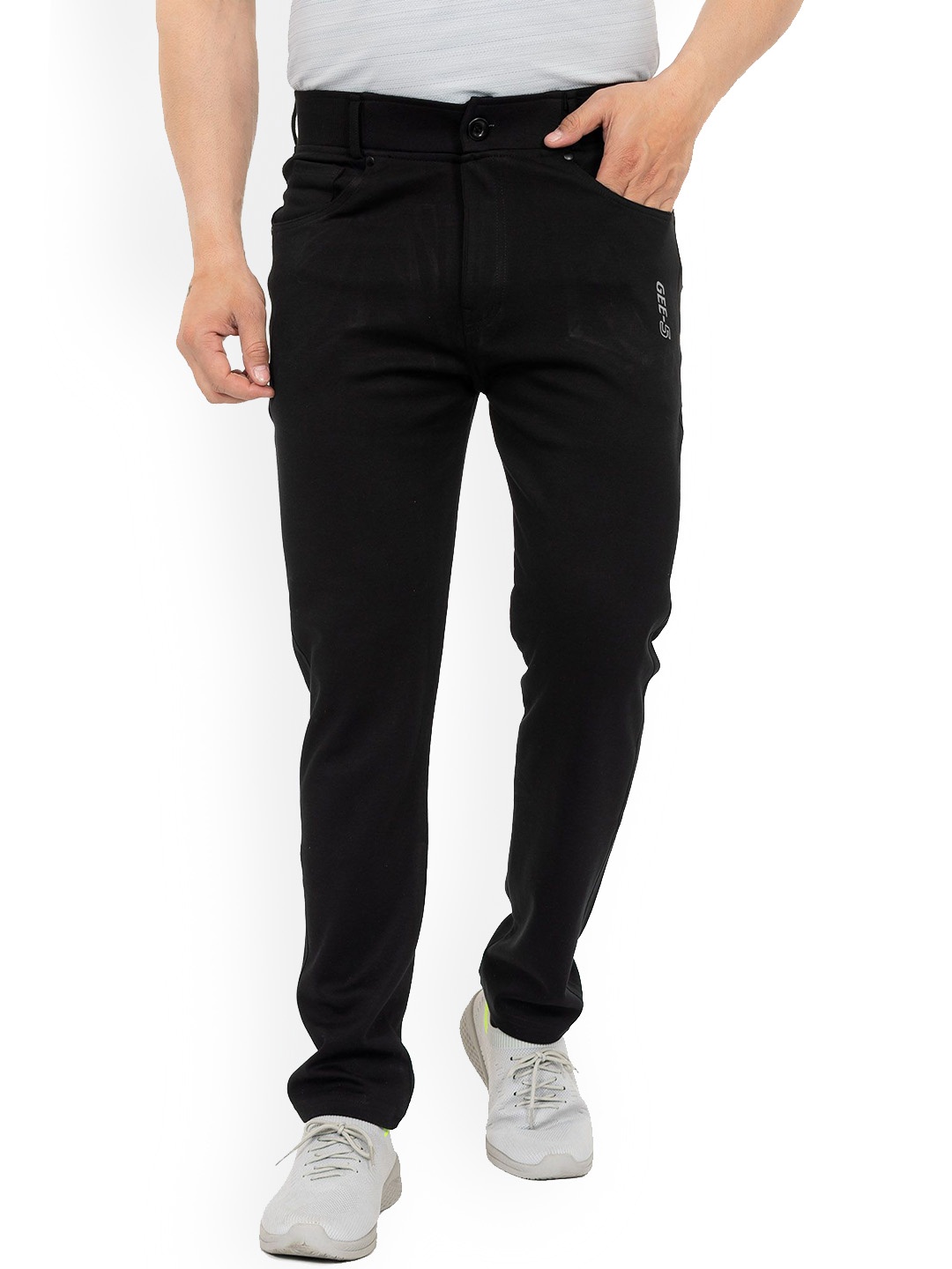 

GEE 5 Men Solid Mid Rise Trousers, Black