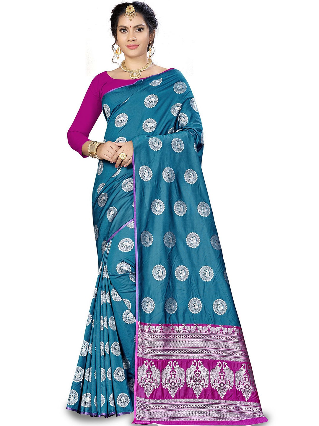 

Maroosh Woven Design Zari Banarasi Saree, Blue